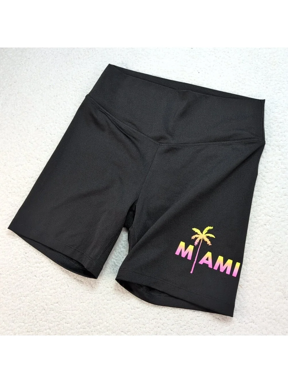 PINK Victoria's Secret Ultimate Miami Bike Shorts Black Women's M Palm Tree